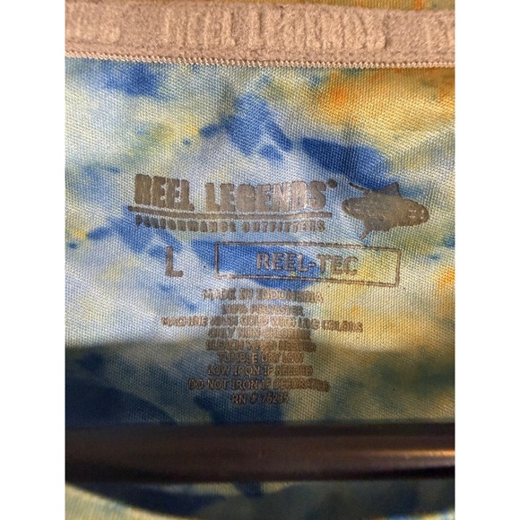 Reel Legends Reel-Tec Performance Shirt Men's Large Blue Orange Camo Long Sleeve - Picture 3 of 5